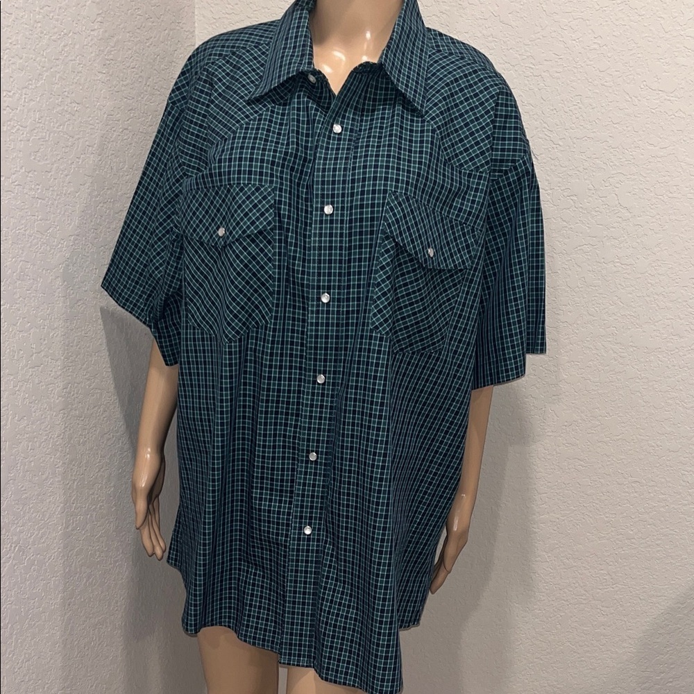 NWOT Wrangler Classic Teal Checkered Men's Shirt